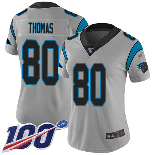 Carolina Panthers Limited Silver Women Ian Thomas Jersey NFL Football #80 100th Season Inverted Legend